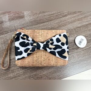 Viv&Lou Cork Wristlet with Leopard Bow - NWT